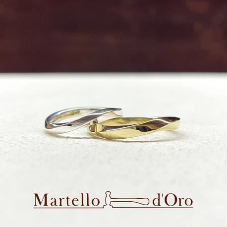 Ｍａｒｔｅｌｌｏ　ｄ’Ｏｒｏ　（マルテロドーロ）:《ふたりの手作り結婚指輪》 ウエーブ　K18YG／Pt900