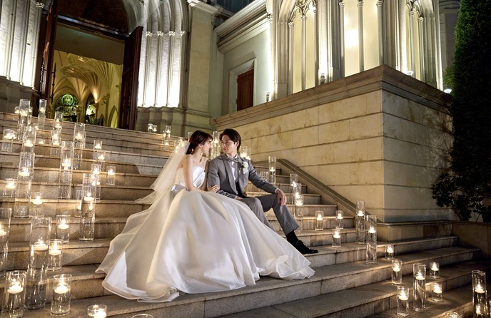 セントグレース大聖堂 チャペル(夜の空に浮かび上がるセントグレース大聖堂)画像 1