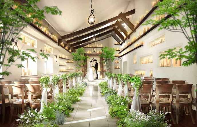 THE VILLAS 長崎(ザ ヴィラズ) チャペル(木の温もりと緑に包まれた館内チャペル)画像 1