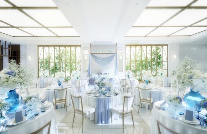 アルマリアン TOKYO 白基調の会場に爽やかなブルーが映える画像 1