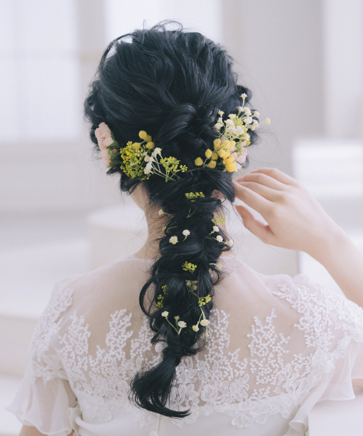 編み下ろし　髪型　花嫁ヘア　ブライダルヘア