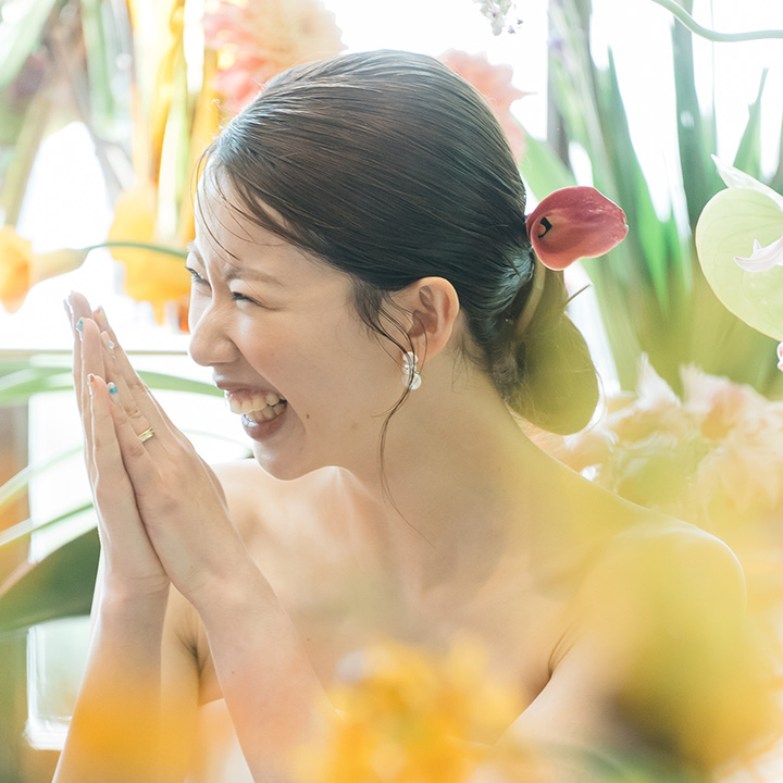 結婚式　花嫁　前髪なし　シースルーバング