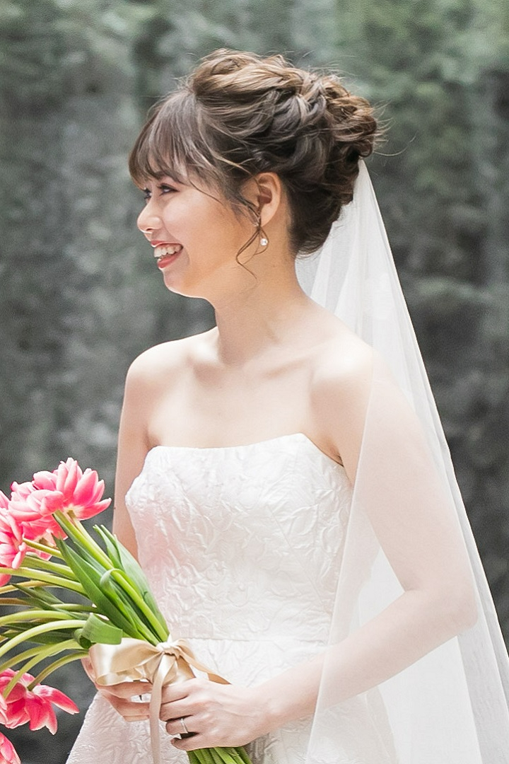 ミディアムベール髪型花嫁実例