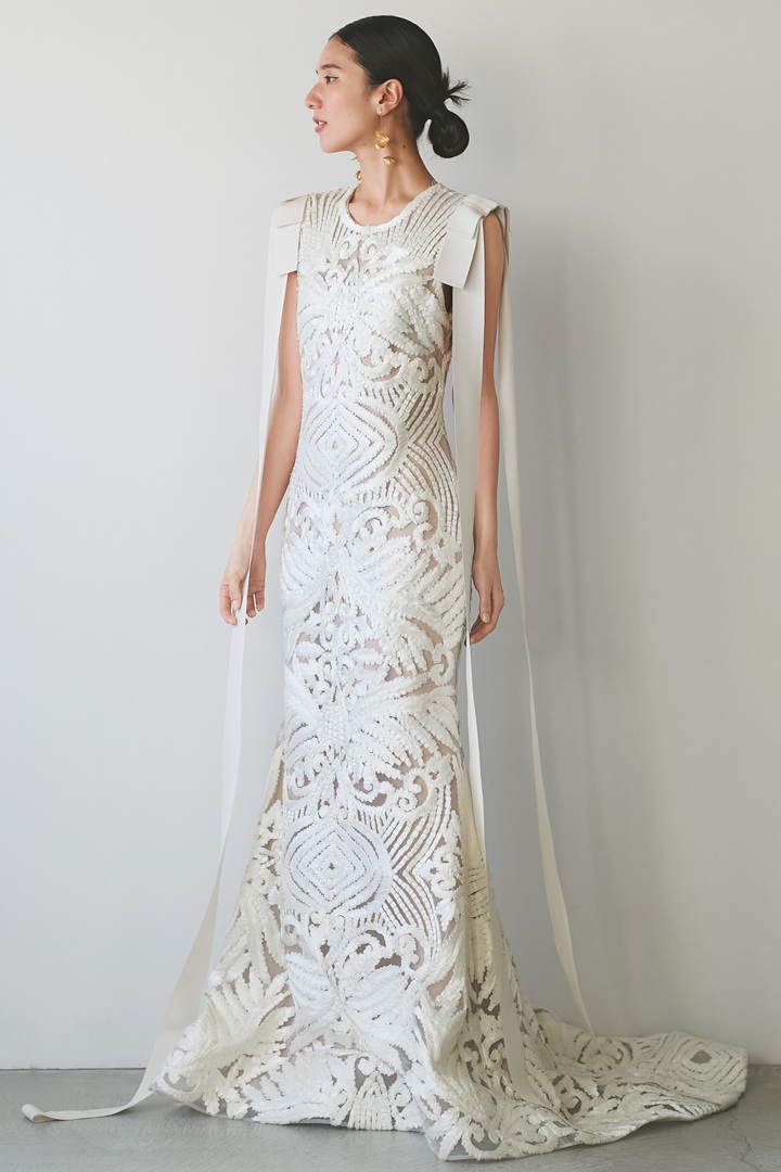 大柄レース マーメイド モード感 ハンサム花嫁