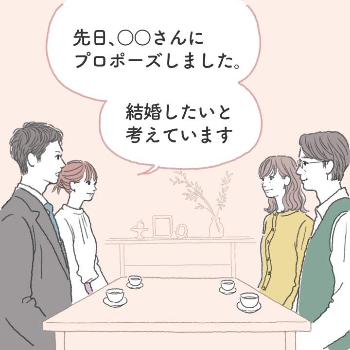 結婚挨拶をしているシーンのイラスト