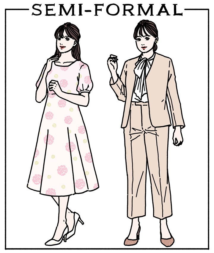 セミフォーマルなファッション