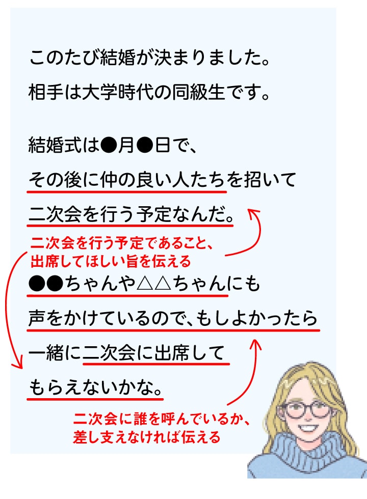 【ケース別文例】二次会のみに誘う人の場合