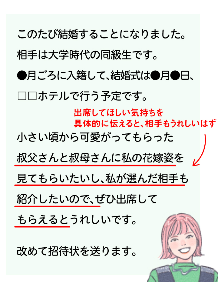 【基本文例】結婚式に招待する場合＜親戚＞