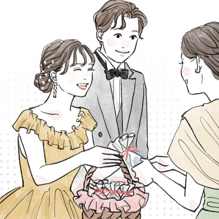 引出物を宅配するときは、プチギフトなど持ち帰れるものも用意する