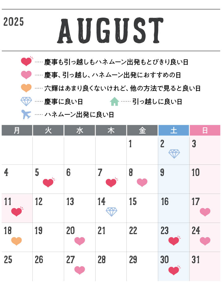 2025年8月カレンダー