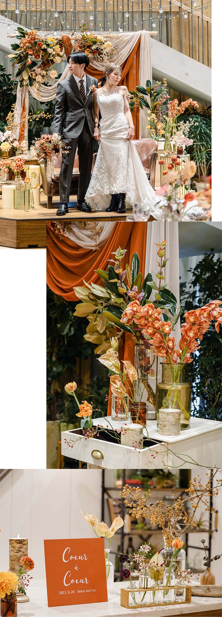 Snap1 深みカラーのお花とシックな花器で大人秋婚スタイルに
