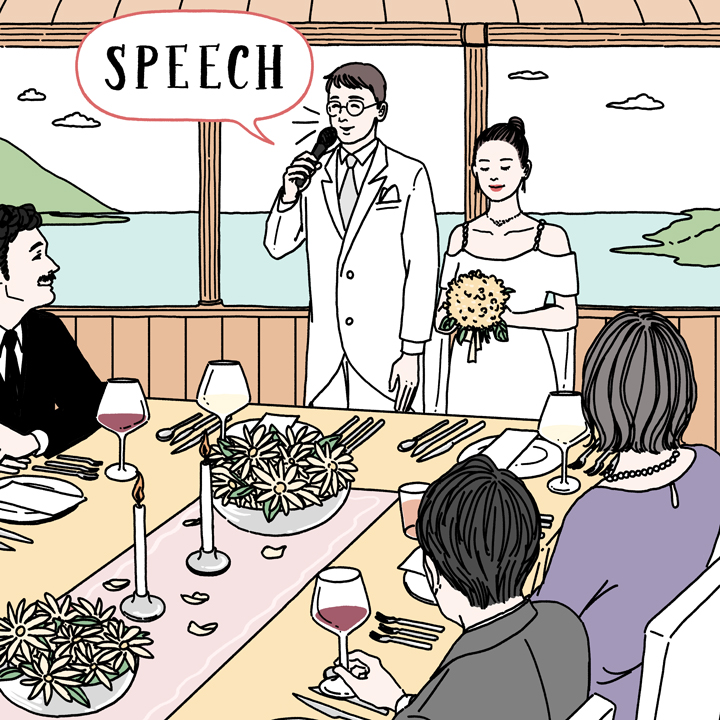 イラスト　アットホームな雰囲気でのウエルカムスピーチ