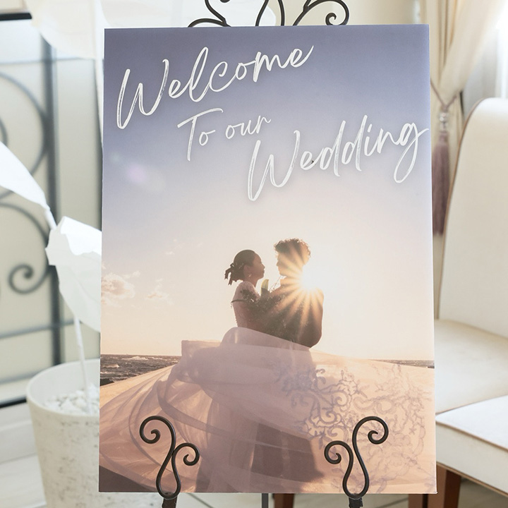 ウエルカムボード　前撮り写真　手書き風フォント