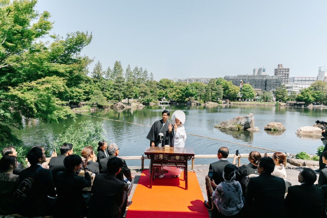 日本庭園・ガーデン　和装　白無垢