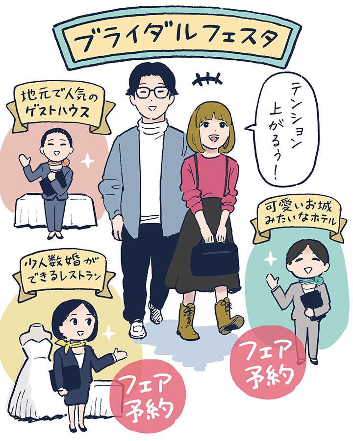 つのブースで話を聞き、興味を持った2つの会場のブライダルフェアを予約