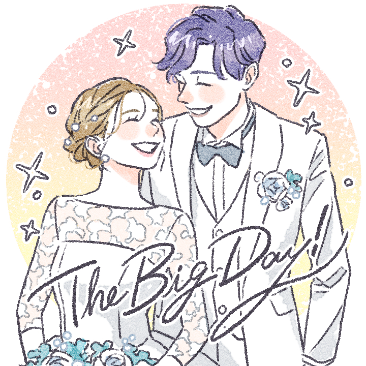 結婚式の日の新郎新婦イメージイラスト